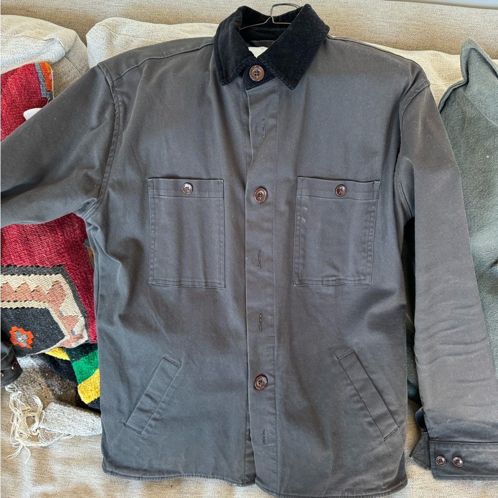 Percival Overshirt / Barber Jacket (Grey, Black Collar)